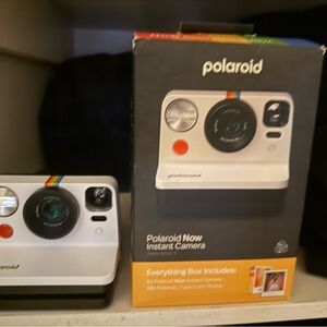 Polaroid Now Instant Camera - White with Rainbow Accent